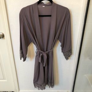 Gray lace robe